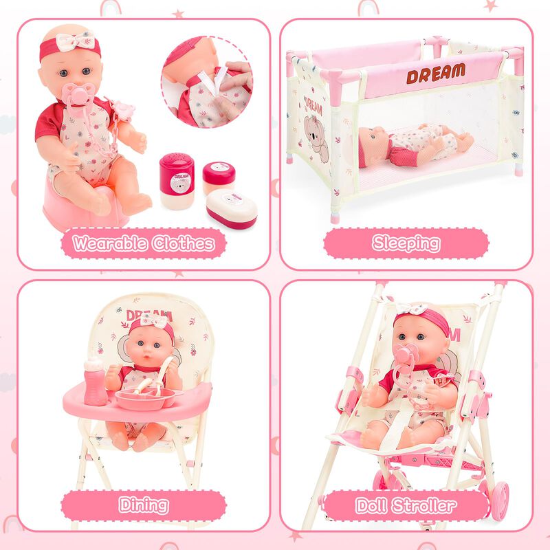 Cochecito Baby Doll Deao Con 12 Accesorios Para... image number null