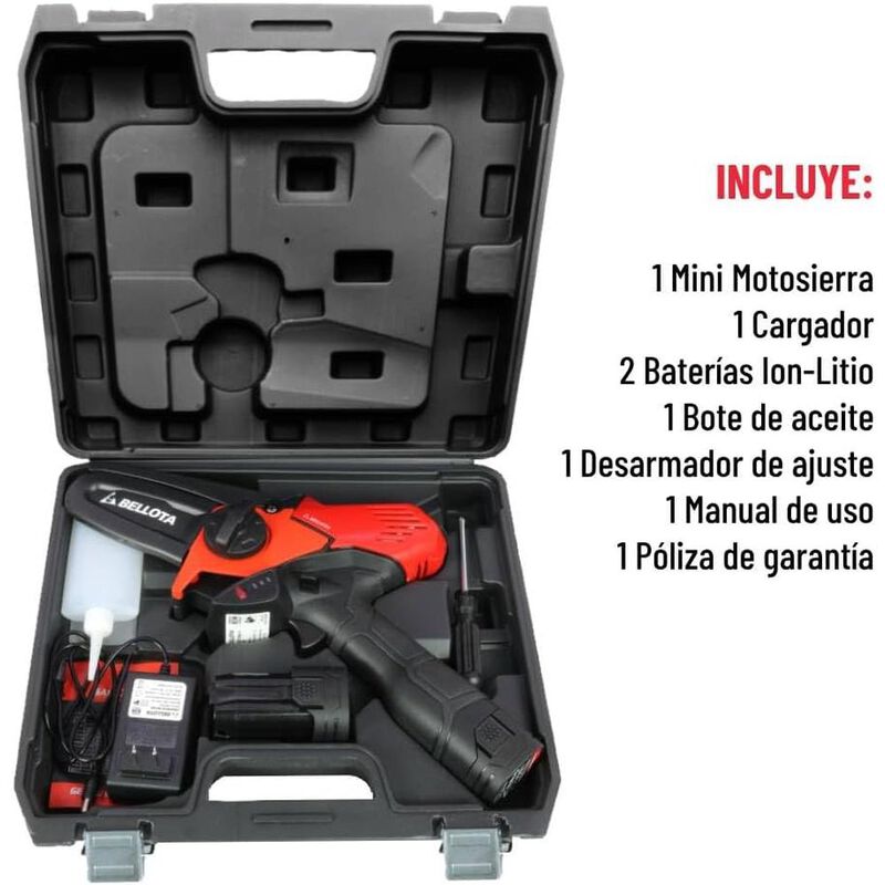 Mini Motosierra Bellota 4&rdquo; 17V con Bater&iacute;a Prof... image number null