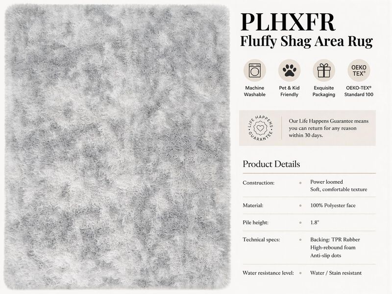 Alfombra Plhxfr 244x152 Cm Gris Claro Tipo Shag image number null