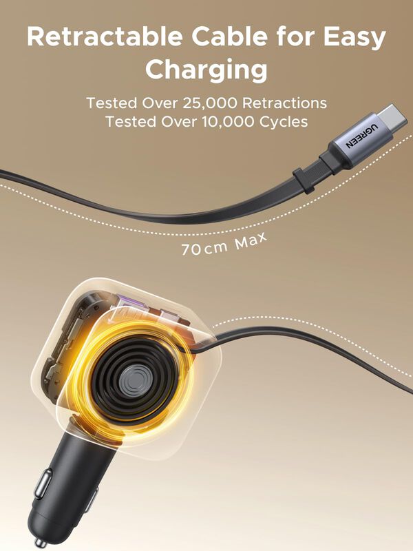 Cargador De Coche Ugreen 60w 2c1a Con Cable Ret... image number null