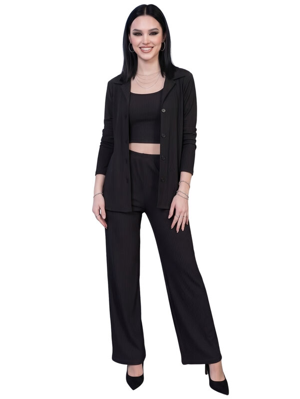 Conjunto 3 Piezas, Top, Pij-093 Negro Camisa Ab... image number null