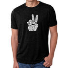 Camiseta Mezcla Premium Word Art Para Hombre - Dedos de Paz - Negro