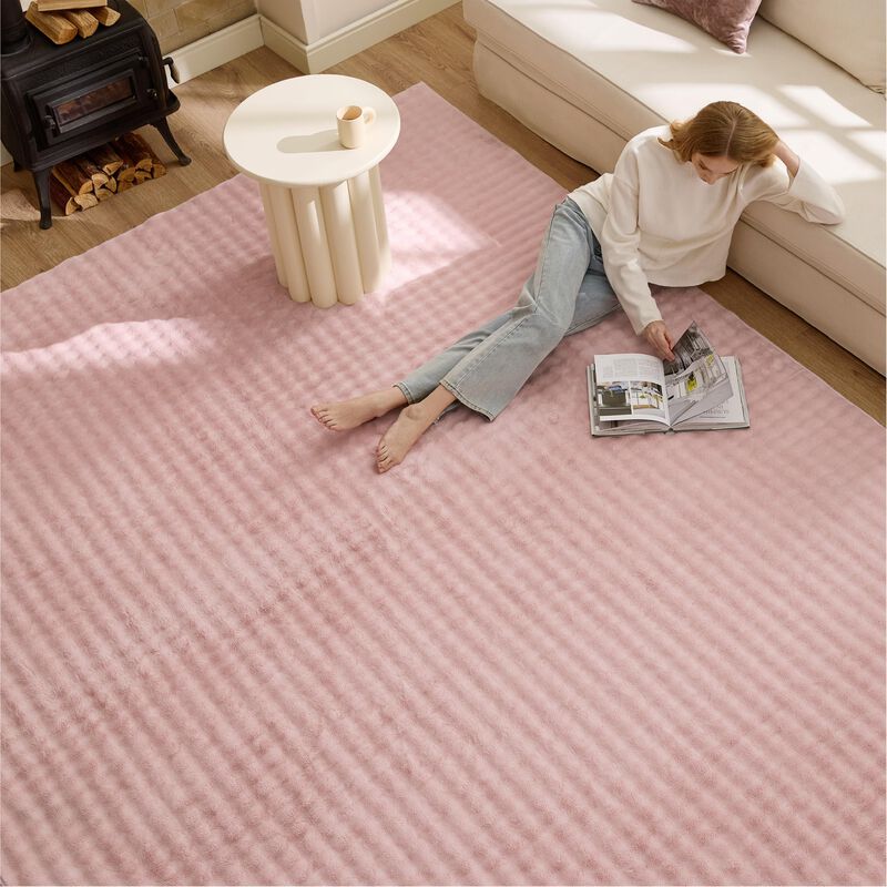 Alfombra Burbuja Bedsure 5x7 Rosa Lavable A M&aacute;q... image number null