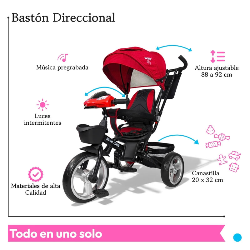 Triciclo Para Ni&ntilde;os 7 en 1 Con Luz Sonid y Asie... image number null