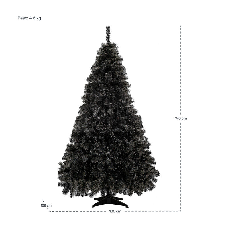 Árbol De Navidad Negro Pino Navideño 1.90 Metro... image number null