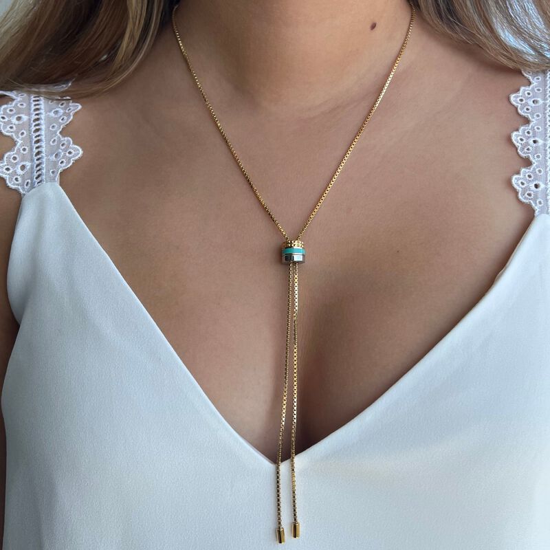 COLLAR DE TUBO BOLO WEWA COLOR TURQUESA CON ZIR... image number null