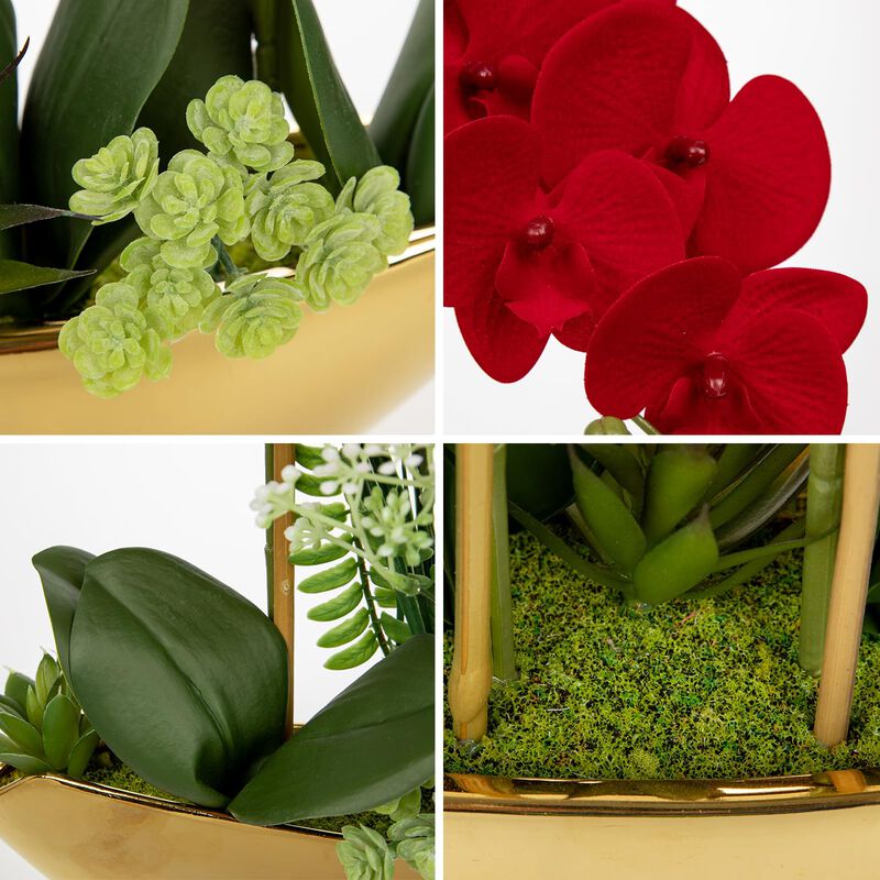 Orqu&iacute;dea Artificial Briful 46 Cm Roja Con Macet... image number null