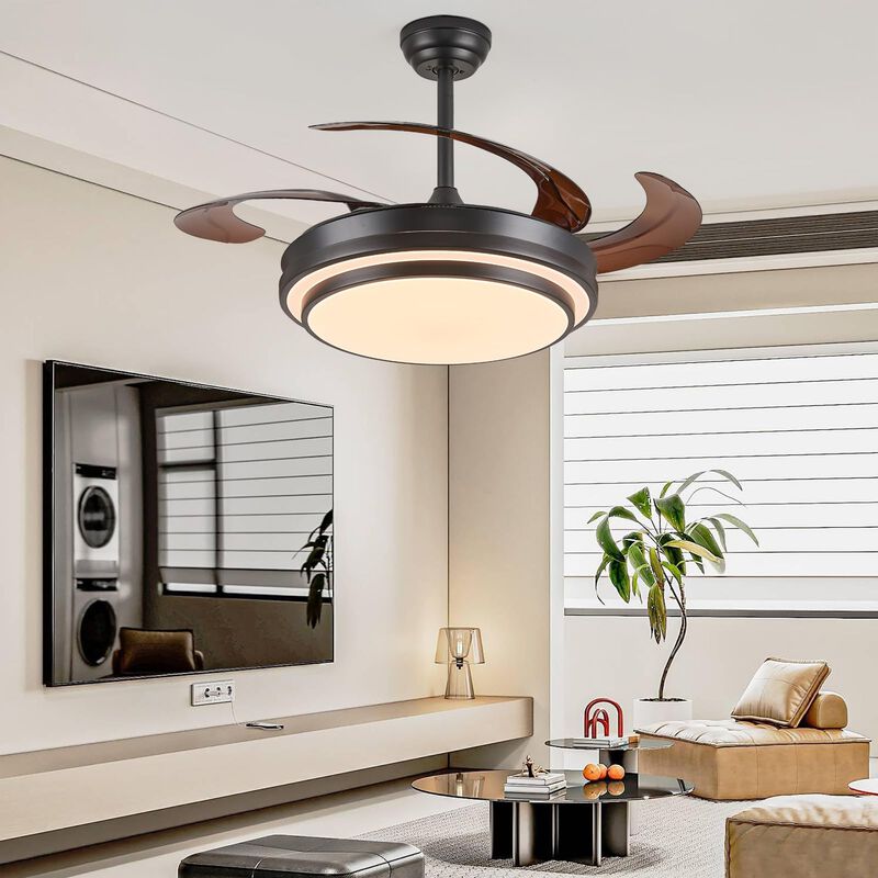 Ventilador De Techo Kunywooe 122 cm Negro Con L... image number null