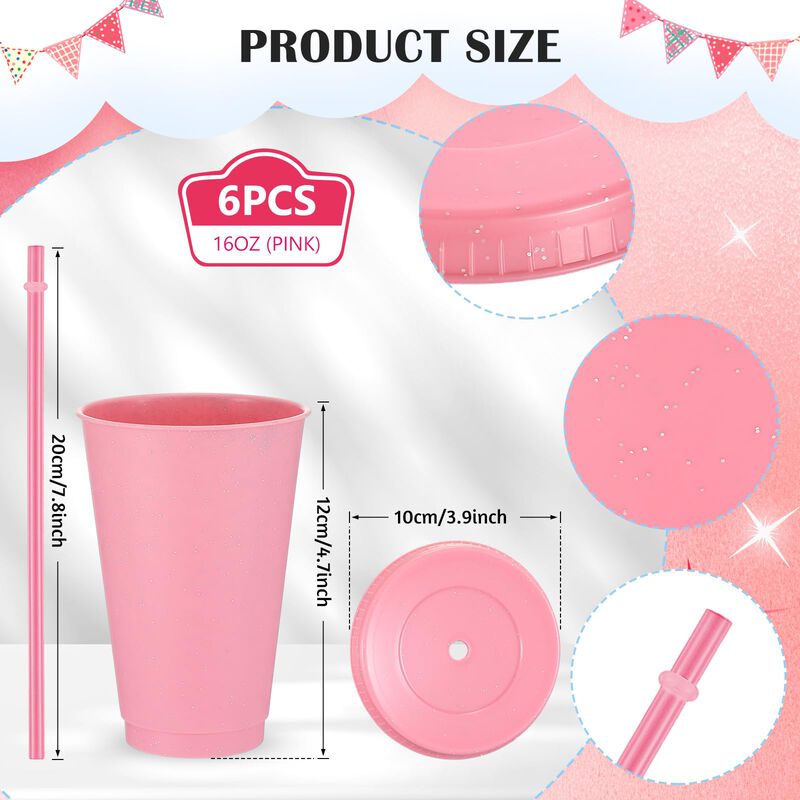 Vaso De Bebida Uiifan 470 ml (paquete De 6) Ros... image number null