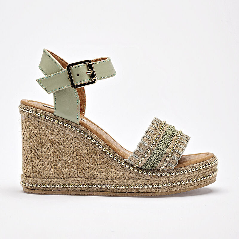 Mutante sandalia cu&ntilde;a para mujer verde beige co... image number null