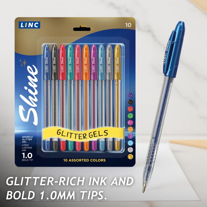 Bol&iacute;grafo De Gel Linc Shine 10 Unidades Surtida... image number null