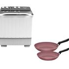 Combo Lavadora Hisense 18 Kg Doble Tina Blanca + Juego De 2 Sartenes Tramontina 20/24cm Roch Rosa End