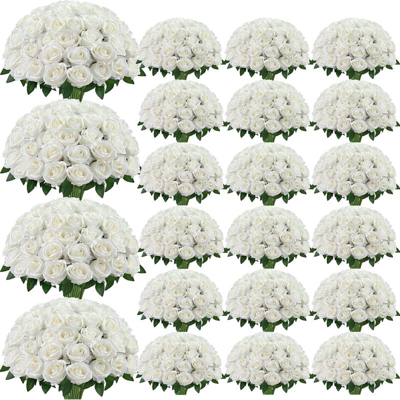 Rosas Artificiales De Seda Blanca Yastouay &ndash; 30... image number null