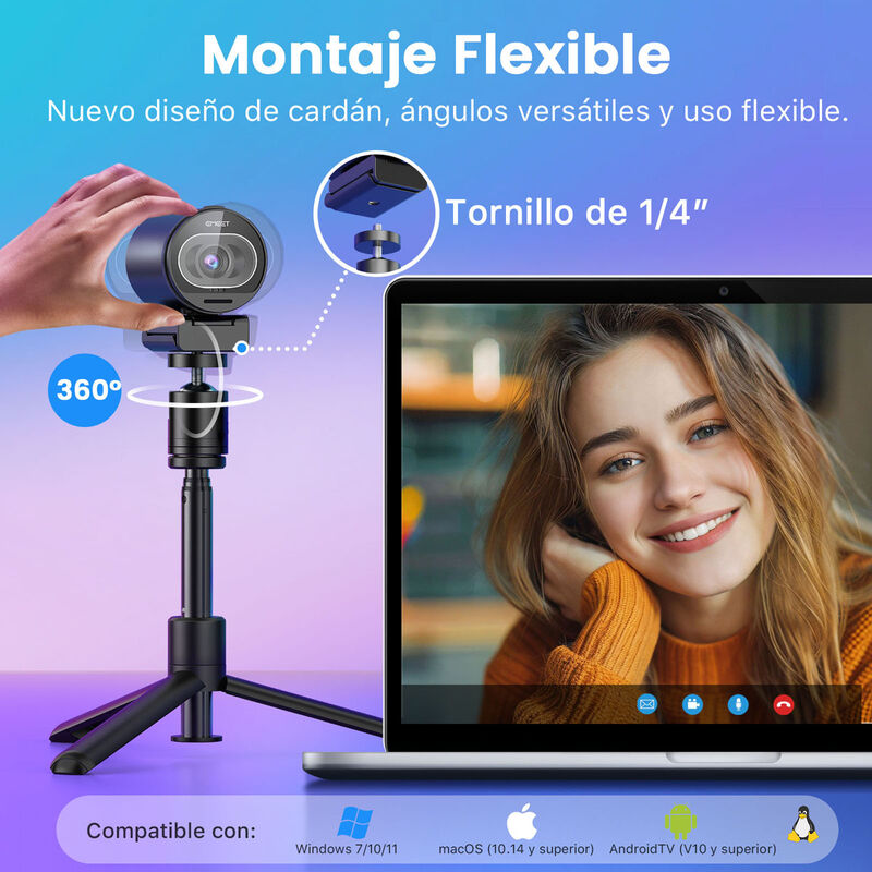 Webcam EMEET S600 Kit Transmisión 4K Enfoque Au... image number null