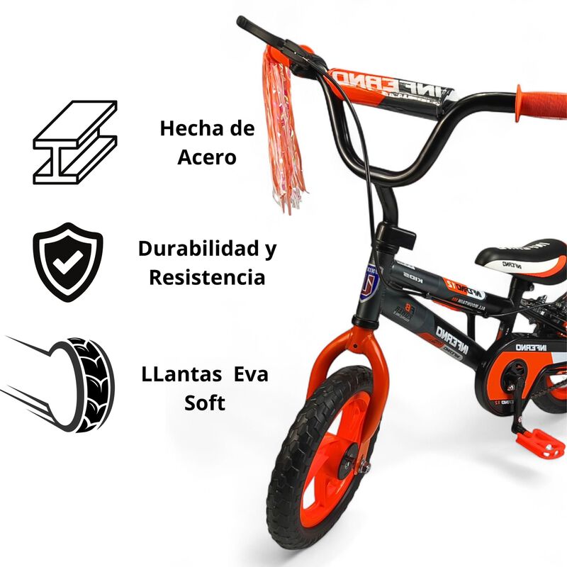 Bicicleta Infantil Rodada 12 Con Ruedas De Apoy... image number null