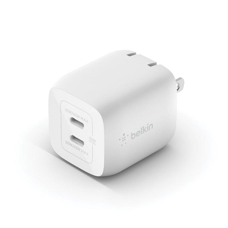 Cargador De Pared Doble Usb C De 45W Blanco GaN image number null