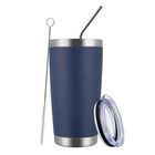 Vaso T&eacute;rmico Meway 591 ml Color Azul Marino Con Tapa De Acero Y Pajilla