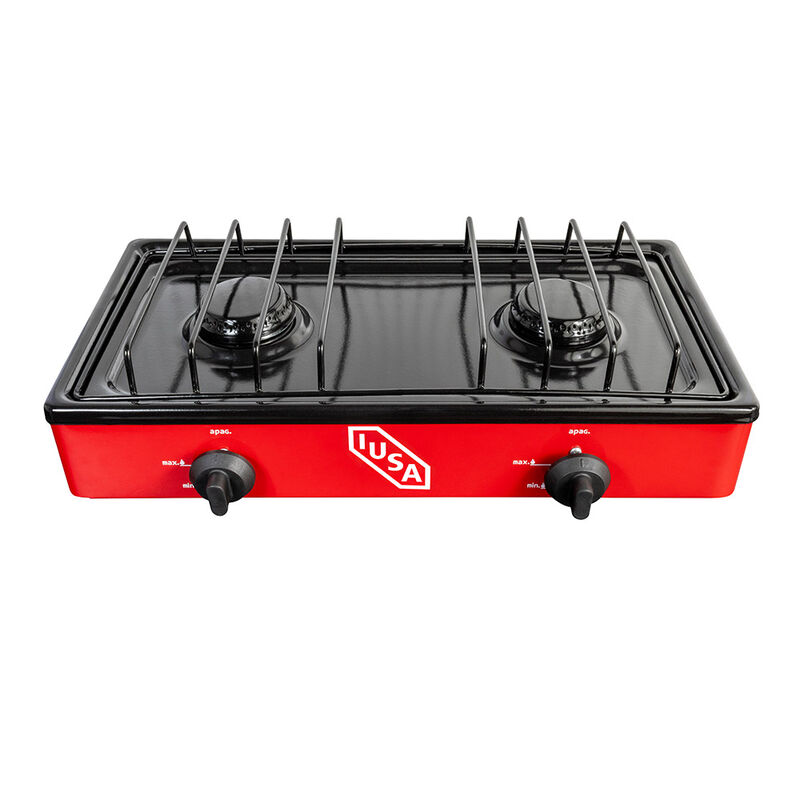 Parrilla de gas con 2 quemadores IUSA, color ro... image number null