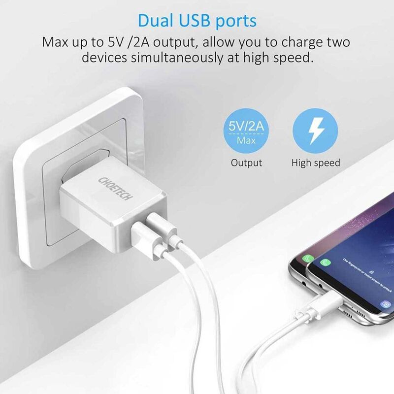 Cargador Ac Choetech 2 X Usb-a 2amp Universal (... image number null