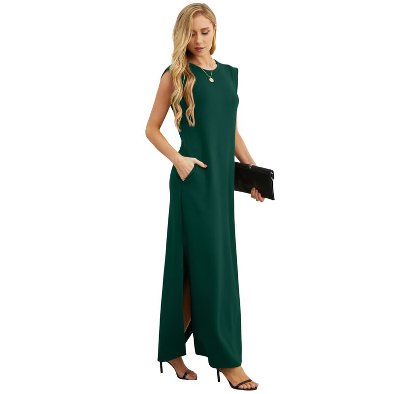 Vestido Maxi Grecerelle Verde Oscuro con Bolsil... image number null
