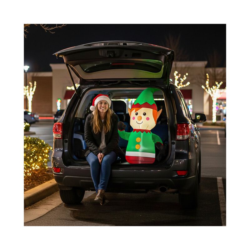 Inflable Navidad Duende Gnomo Carro Automovil I... image number null