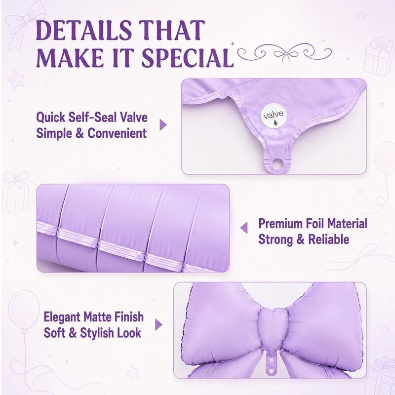 Paquete De 4 Globos Con Lazo Morado Vorplick 96... image number null