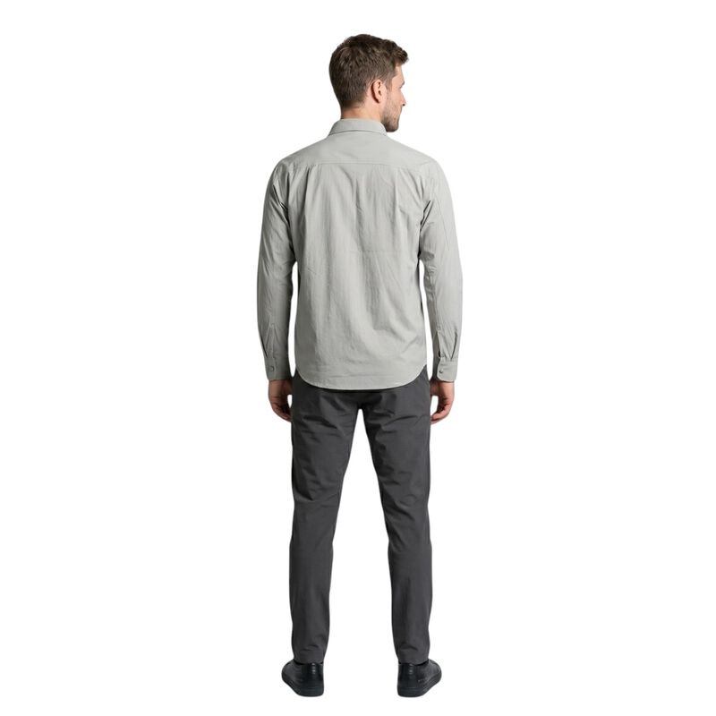 Atlo Camisa Lisa Manga Larga Grey Para Hombre image number null