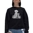 Sudadera De Cuello Redondo Word Art Para Mujer - Perros y Gatos - Negro