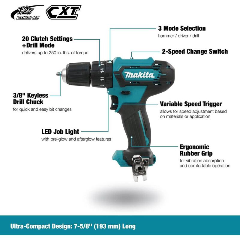 Rotomartillo Makita Hp333dwye 12v 3/8" Inal&aacute;mbr... image number null