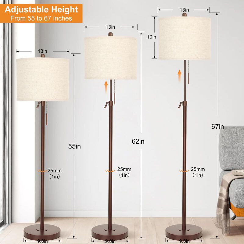 L&aacute;mpara De Piso Qingmiao Ajustable 137-168 Cm L... image number null