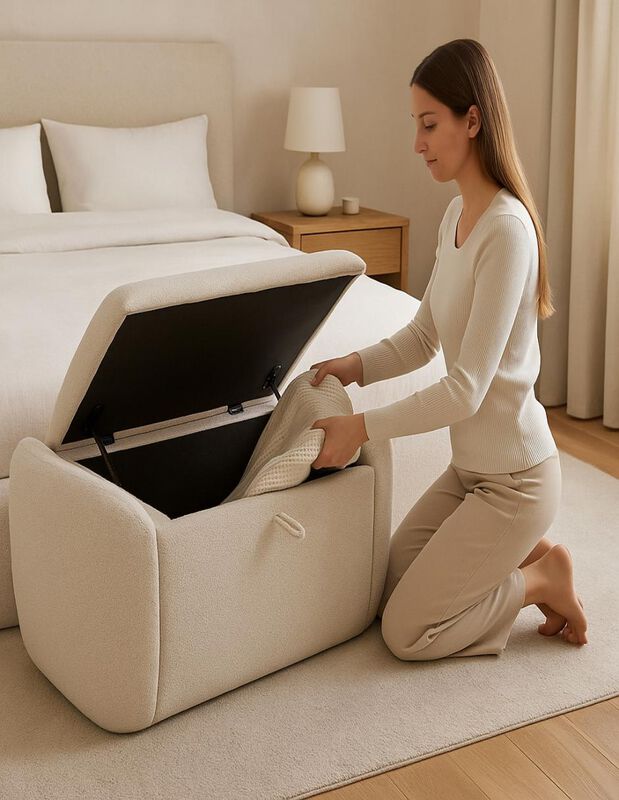 Ba&uacute;l Div&aacute;n de Almacenamiento Daly Beige, Pie de... image number null