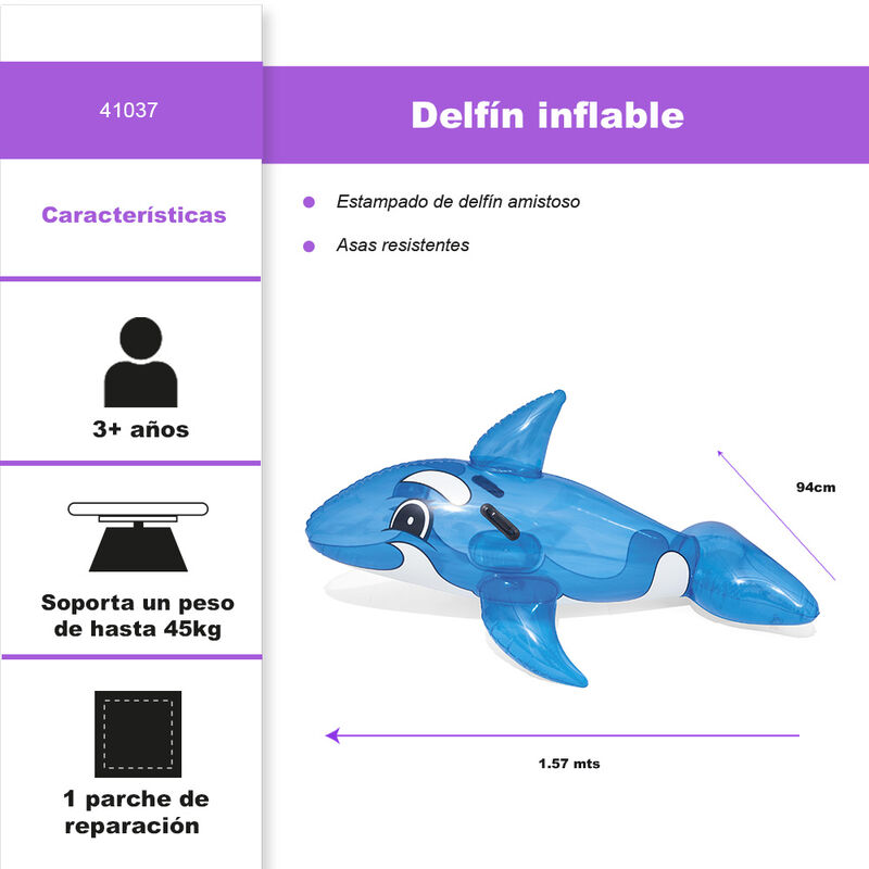 Inflable De Ballena Montable Salvavidas Infanti... image number null