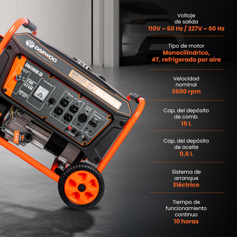 DAEWOO Generador a Gasolina Potencia 3.2 kVA 21... image number null