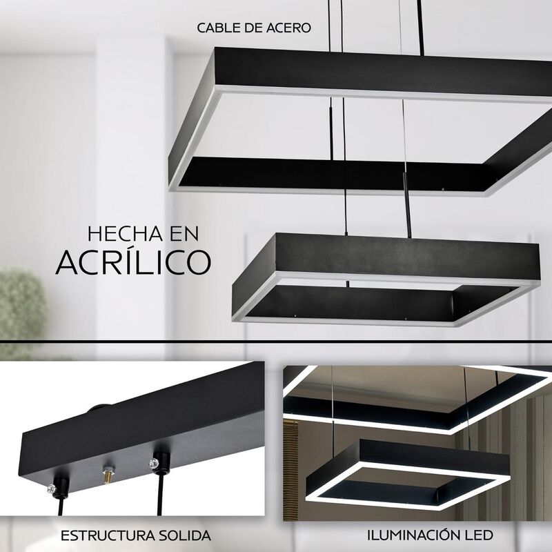 L&aacute;mpara Moderna Colgante Led 2 Rect&aacute;ngulos (Neg... image number null