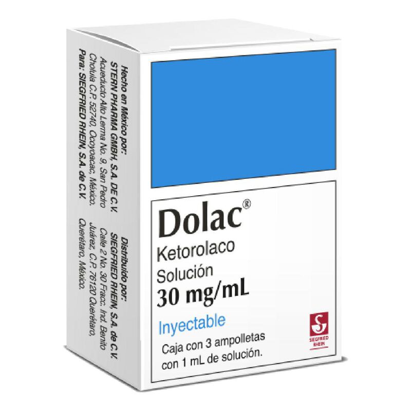 Dolac 30mg/ml 3 ampolletas con 1 mililitro de s... image number null