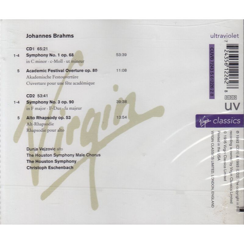 &Aacute;lbum CD Virgin Brahms Sinfon&iacute;as 1 Y 3, Rapsodi... image number null