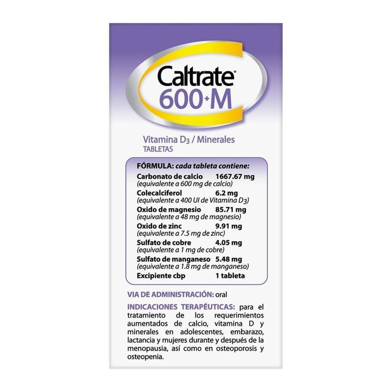 Caltrate Suplemento de Calcio 600 +M 600mg / 40... image number null