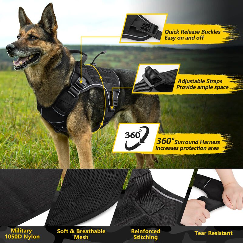 Wingoin Arn&eacute;s T&aacute;ctico Negro Para Perros Grandes... image number null