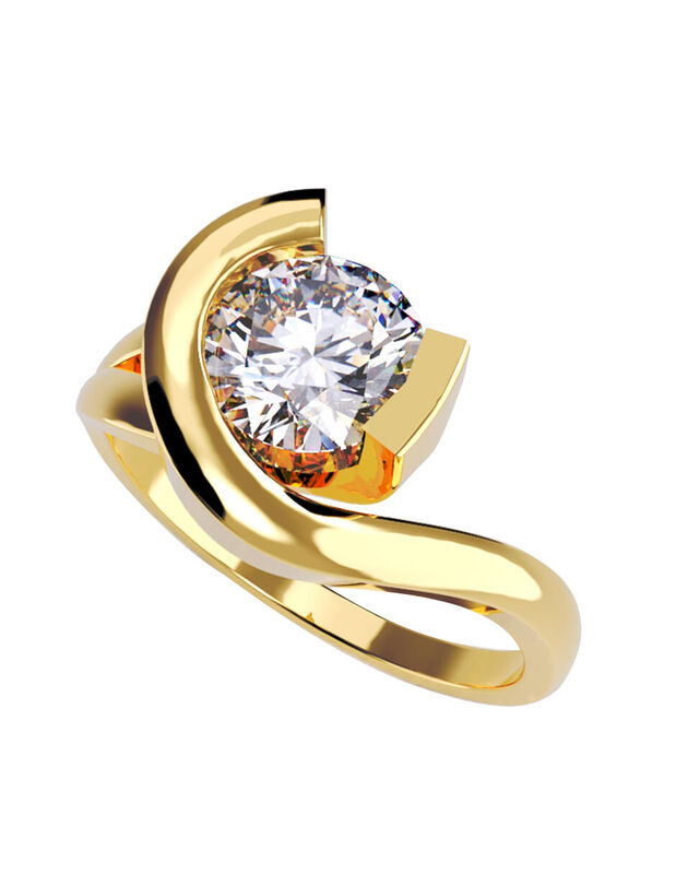 Anillo de Compromiso en Oro Amarillo 10K con Ci... image number null