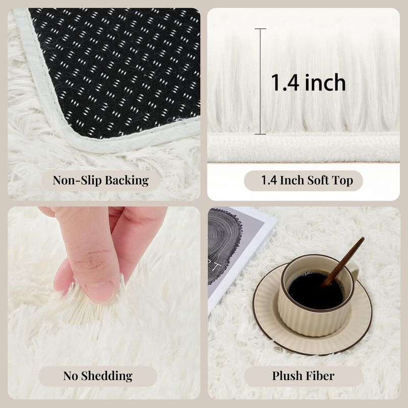 Alfombra Plhxfr 244x152 Cm Blanco Peludo Y Suav... image number null