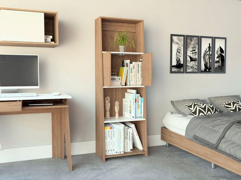 Librero Tanix Miel y Blanco Virtual Muebles image number null