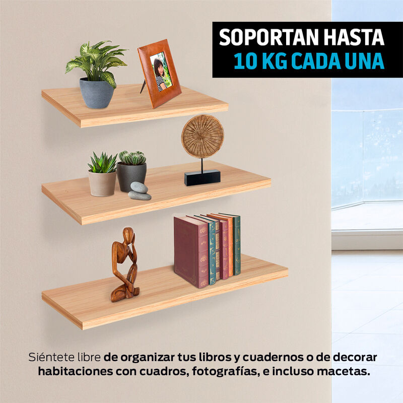 Repisas Flotantes de Madera 3 Pz de 30x15, 40x1... image number null