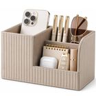 Organizador De Escritorio Kingfom 20x10x11 Cm Mocha Beige Cuero Sint&eacute;tico