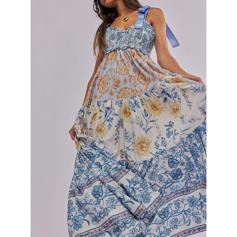 Vestido Abyovrt Floral Maxi Con Tirantes Ajusta... image number null
