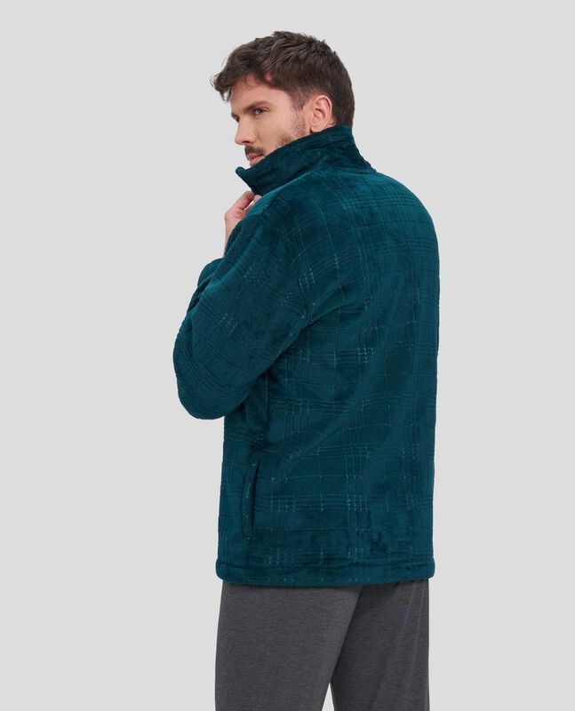 Bata de Hombre con Cremallera en Cuadros Verdes... image number null