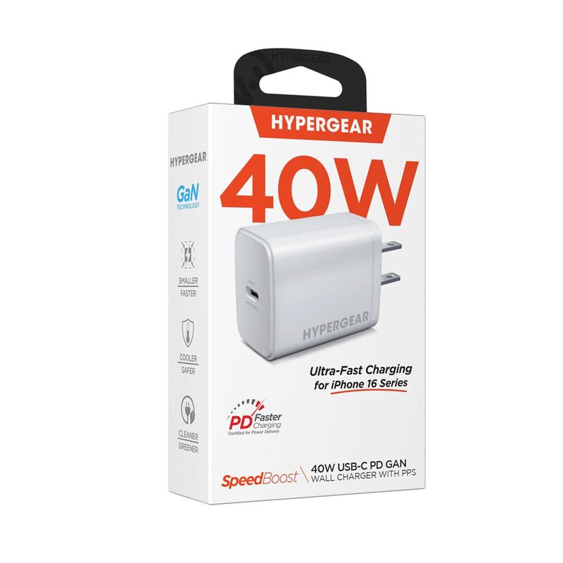 Cargador r&aacute;pido AC HYPERGEAR USB-C PD 40W GaN P... image number null