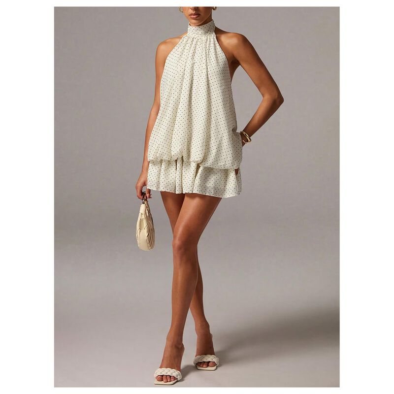 Vestido Mini Floerns Sin Mangas con Escote Halt... image number null