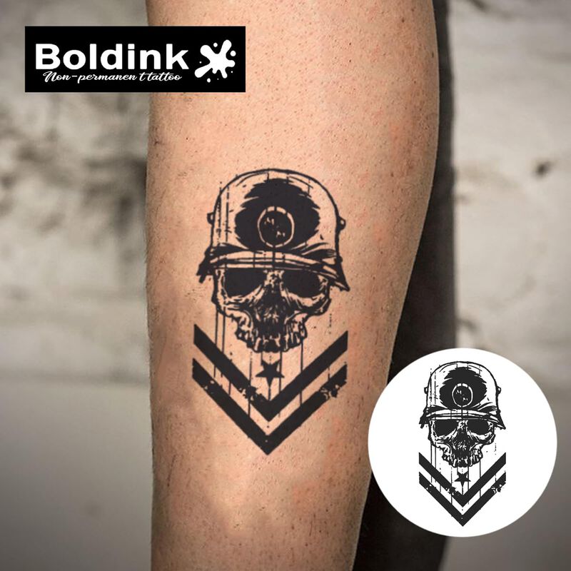 Tatuaje Temporal Boldink Calavera Realista Impe... image number null