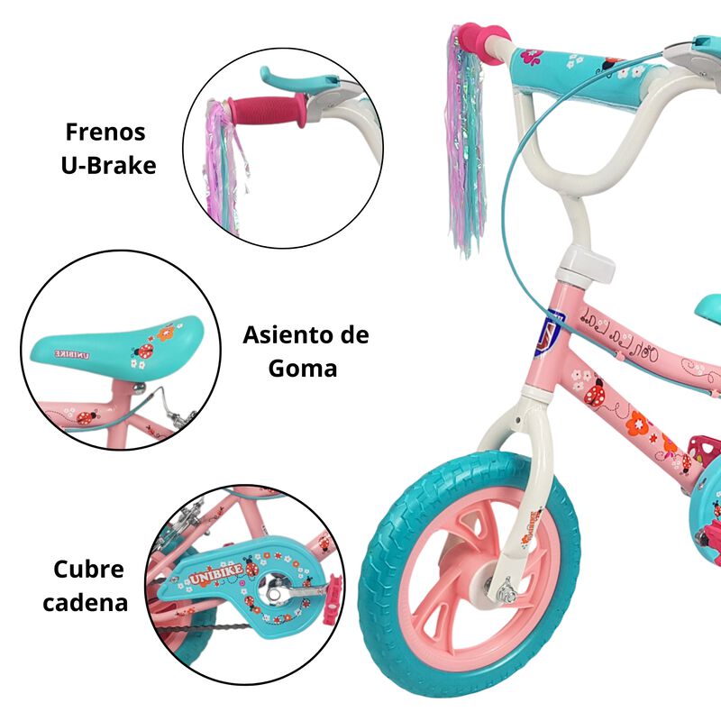 Bicicleta Infantil Ni&ntilde;as R12 Ruedas Auxiliares ... image number null