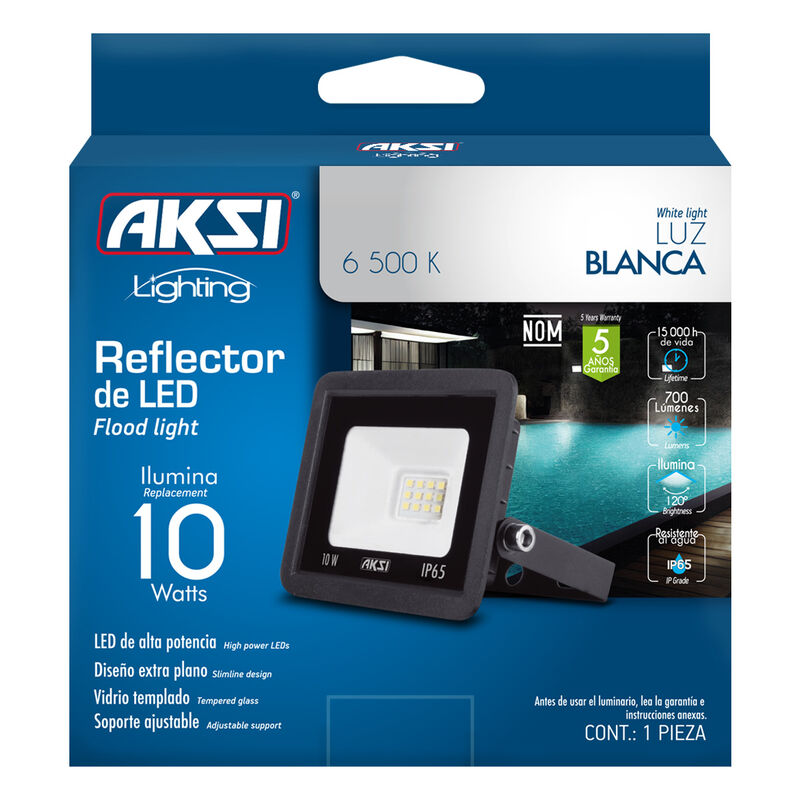 Pack de 4 reflectores LED Aksi 10W IP65 Luz Bla... image number null